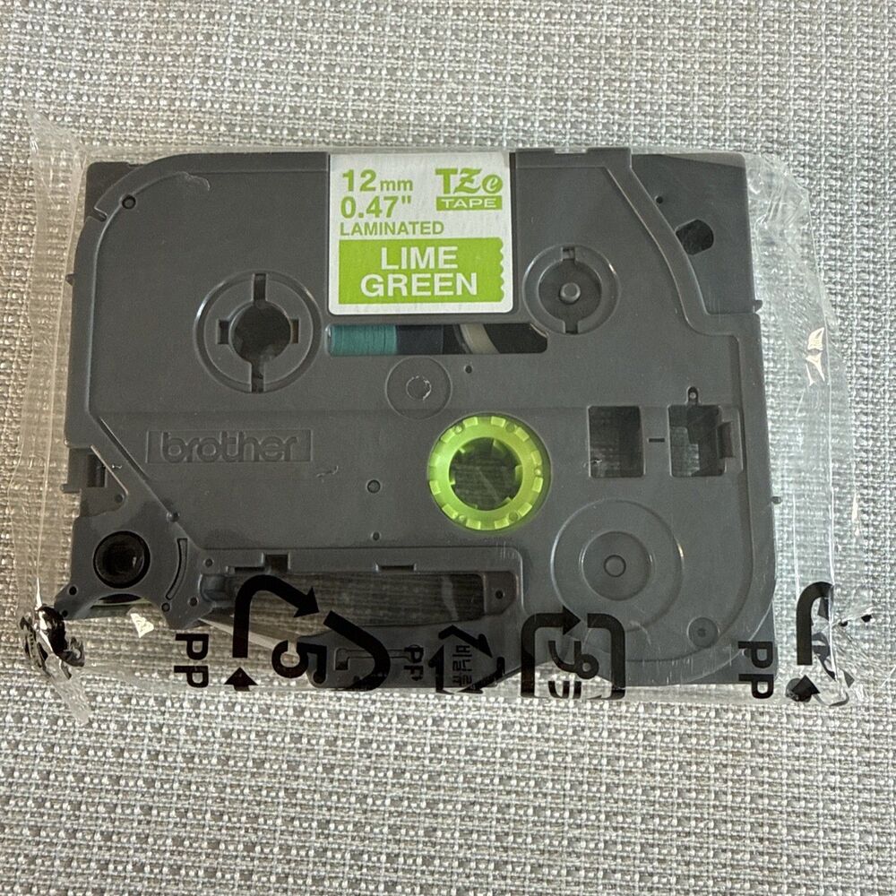 Brother P-touch TZe Tape 1/2" (12mm) White Print on Lime Green Tape TZe-MQG35